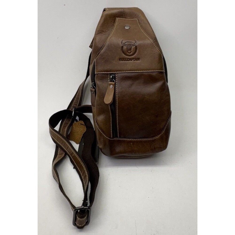 BULLCAPTAIN Men Genuine Leather Shoulder Bag Crossbody Bag Messenger Chest Bag